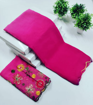 Elegant Gerojet Saree with Embroidered Blouse