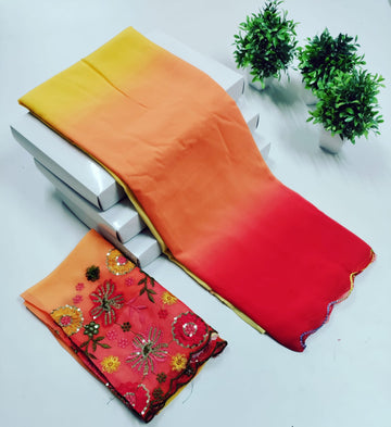 Elegant Gerojet Saree with Embroidered Blouse