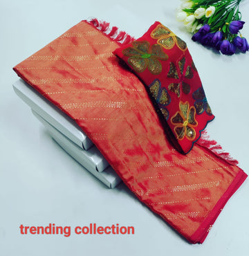 Elegant Gerojet Saree with Embroidered Blouse