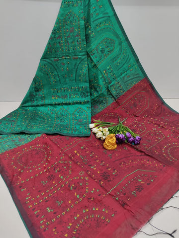 Rexona Green Madhubani Print Cotton