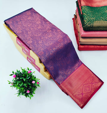 💜 Violet Alaya  Silk Saree – Elegance with a Royal Touch