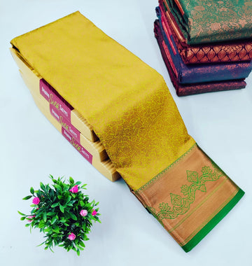 💛 Lemon Yellow Alaya  Silk Saree – Sunshine Elegance for the Bride