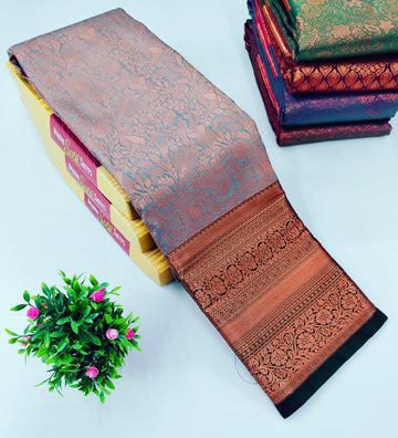 Grey Alaya Silk Saree – Subtle Sophistication for the Modern Bride