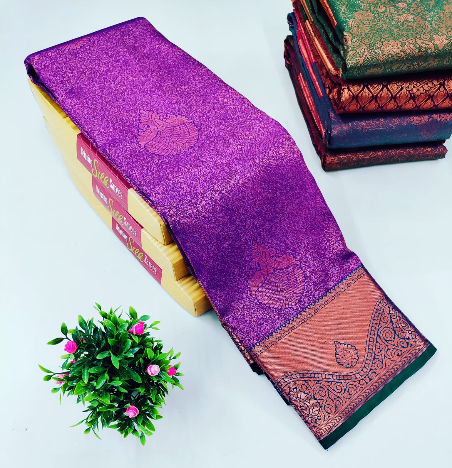 💜  Purple Alaya  Silk Saree – Regal Elegance for the Perfect Bride