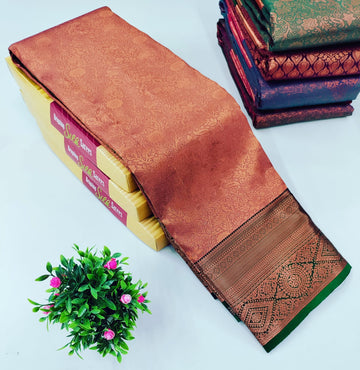 Maroon Peach Alaya  Silk Saree – A Perfect Blend of Royalty & Romance