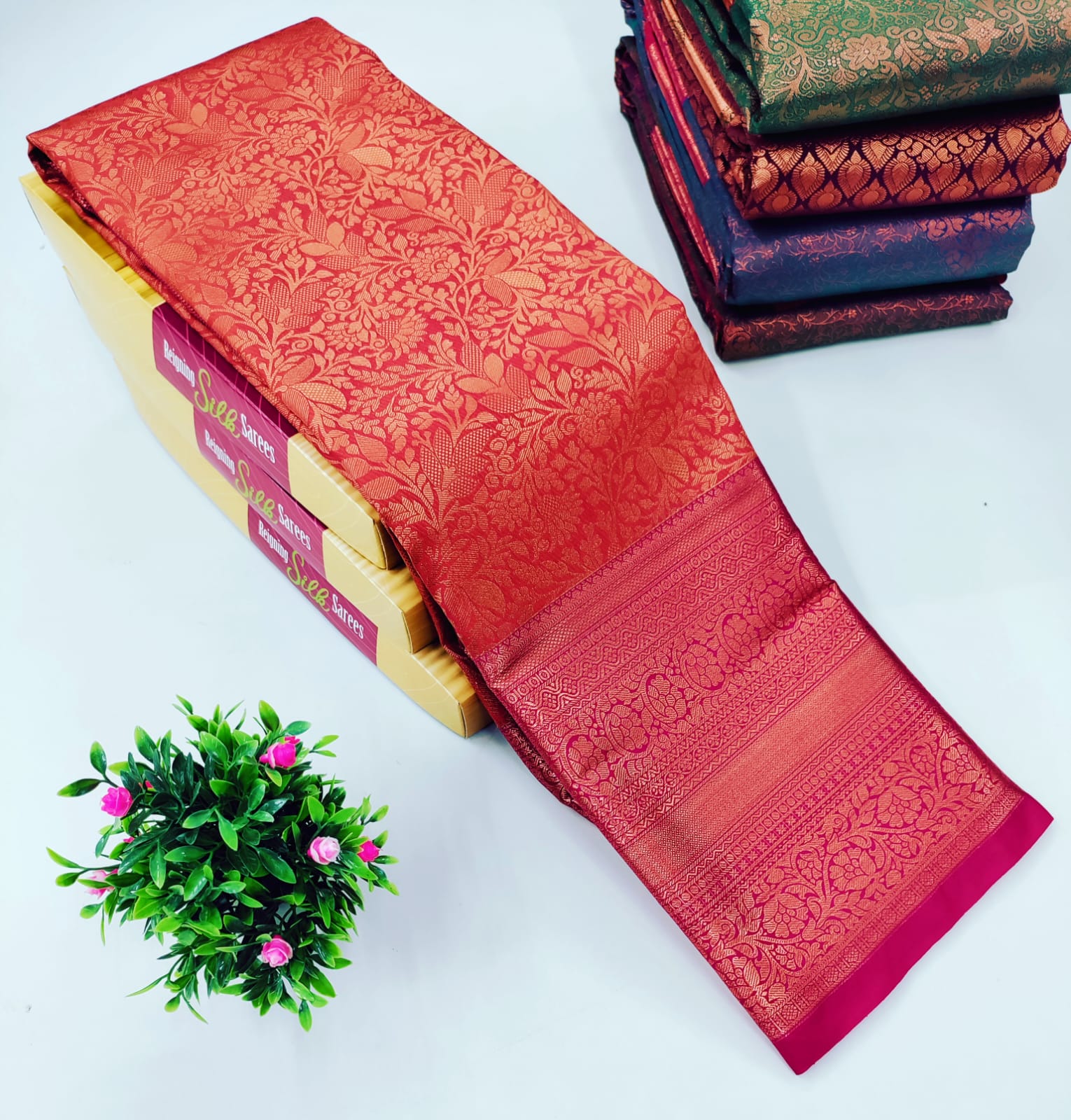 Reddish Maroon with Copper Zari – Alaya Silk Saree