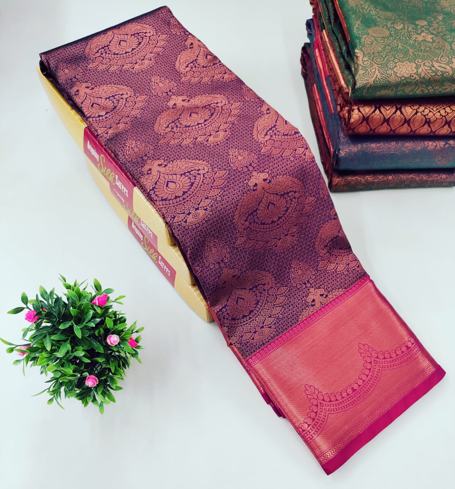 Purple & Pink Alaya Wedding Silk Saree