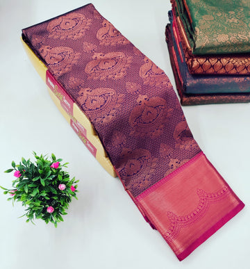Purple & Pink Alaya Wedding Silk Saree
