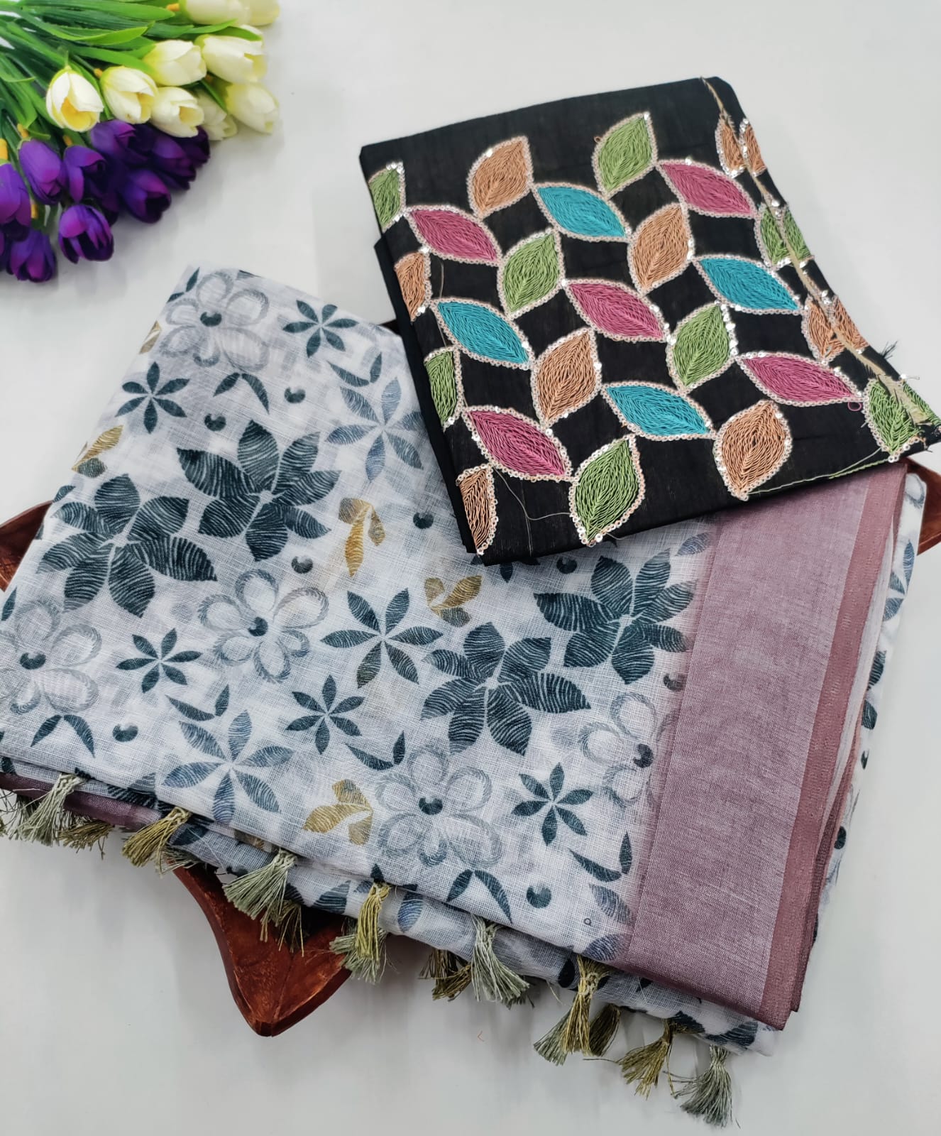 LINEN COTTON  WITH SEQUINS  BLOUSE – Grace Comfort