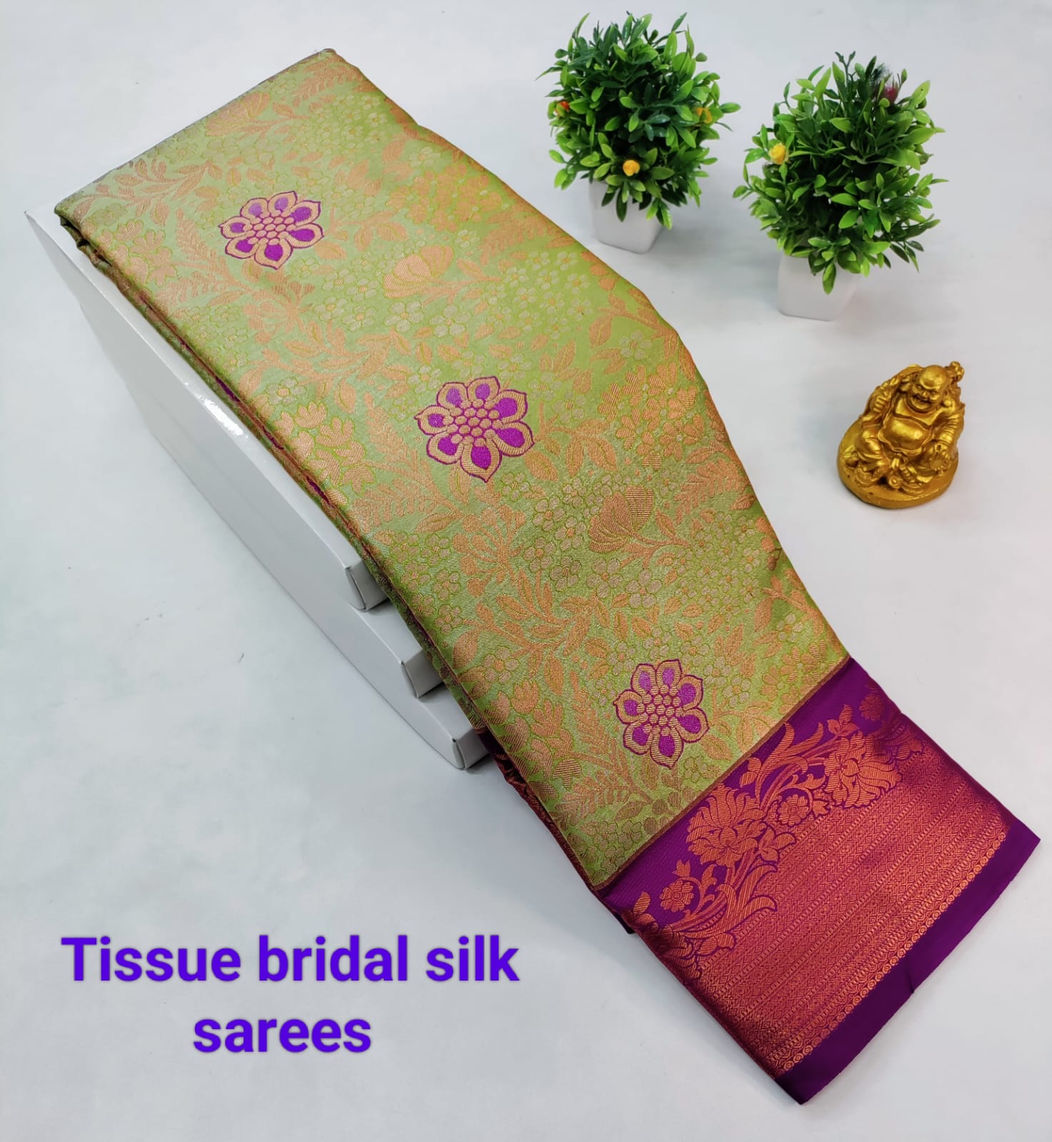Light Green with Mejanta Kanjeevaram Tissue Silk Saree