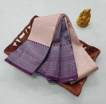 ✨ Samruthi Pattu Saree – Light Pastel with Purple ✨