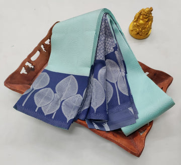 ✨ Samruthi Pattu Saree – Light Aqua Blue with Blue ✨