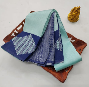 ✨ Samruthi Pattu Saree – Mint Green with Navy Blue ✨