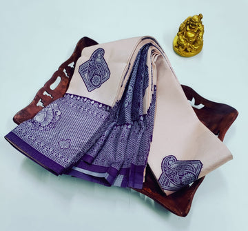 ✨ Samruthi Pattu Saree – Cream ✨