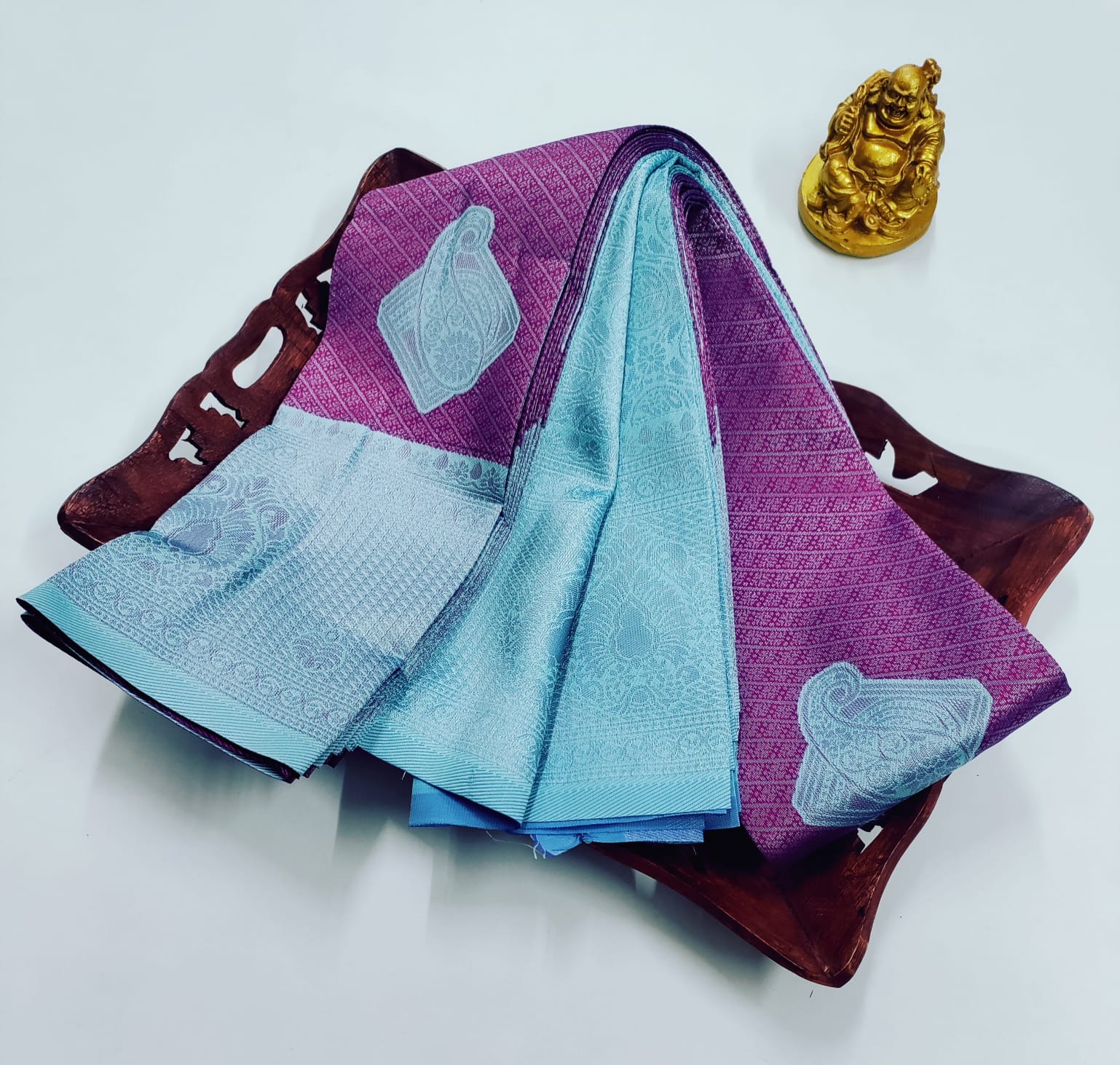 ✨ Samruthi Pattu Saree – Purple with Aqua Blue ✨