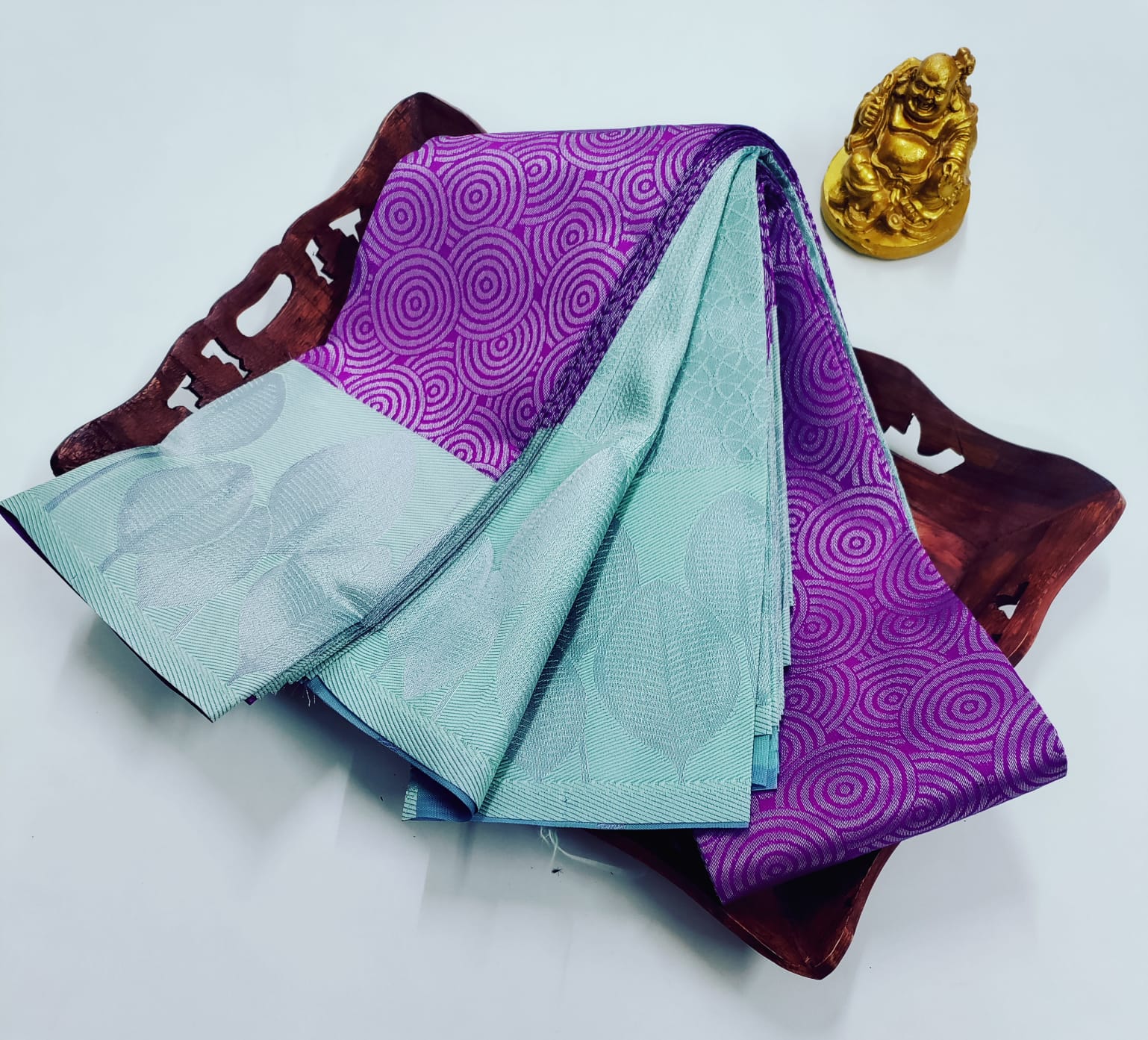 ✨ Samruthi Pattu Saree – Purple Body with Aqua Blue Border ✨