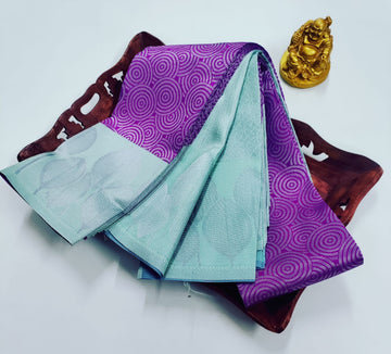✨ Samruthi Pattu Saree – Purple Body with Aqua Blue Border ✨