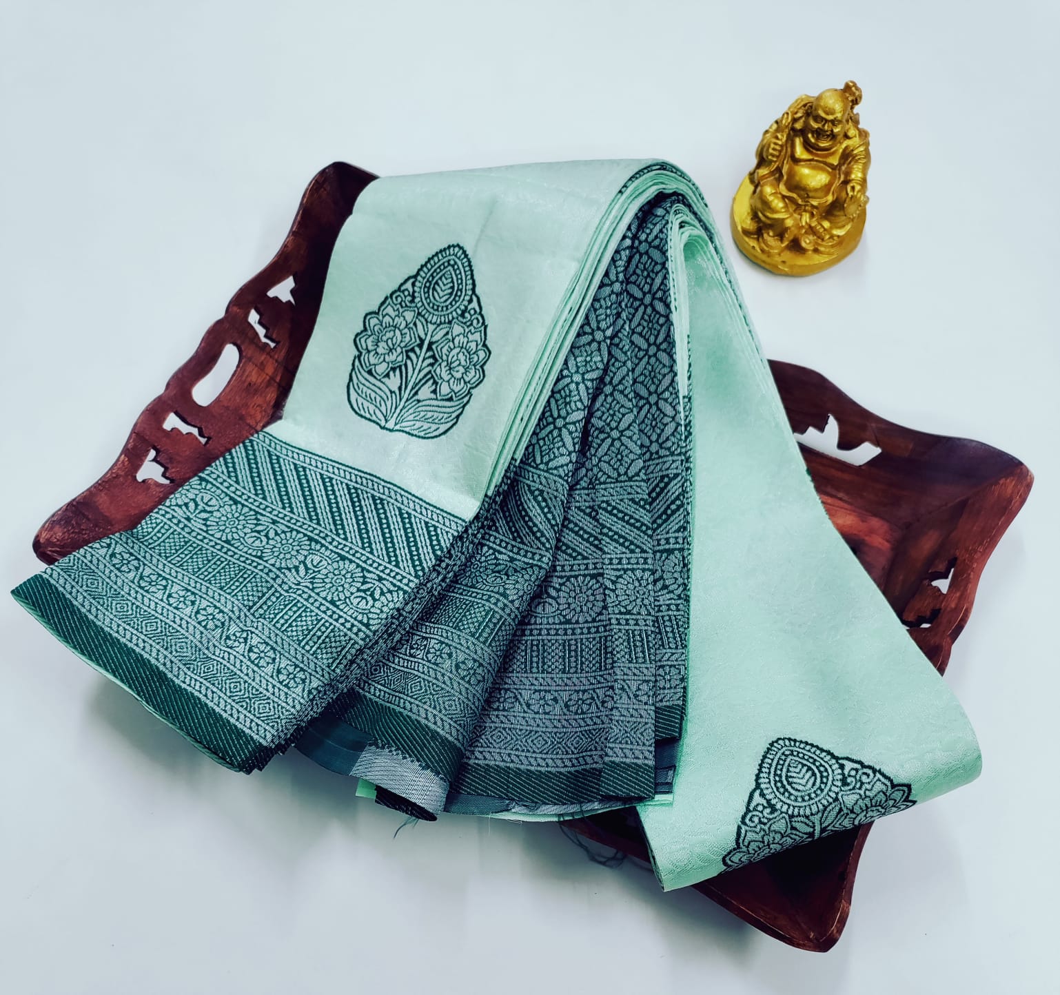 ✨ Samruthi Pattu Saree – Sea Green with Bottle Green ✨