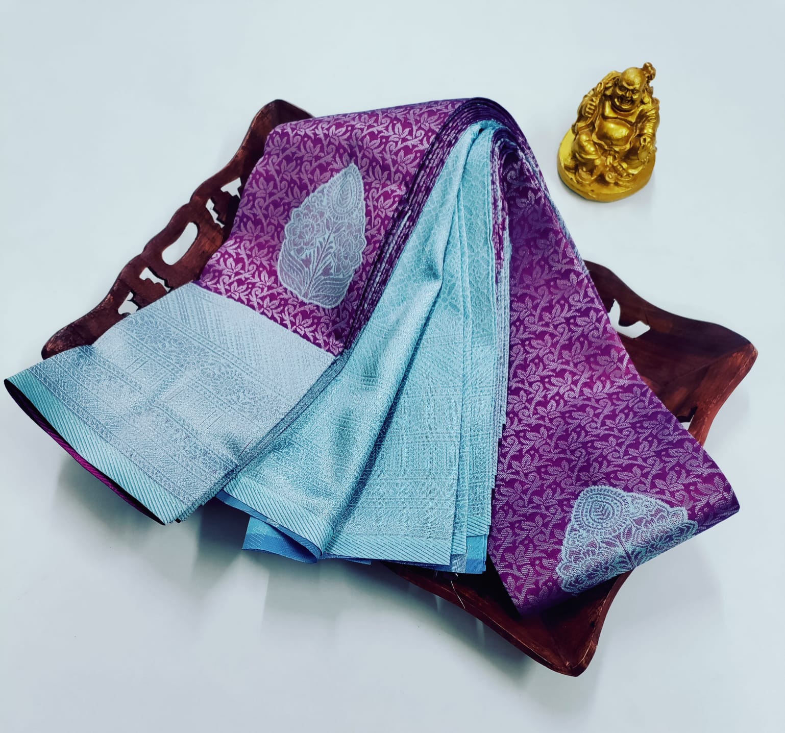 ✨ Samruthi Pattu Saree – Purple with Aqua Blue ✨