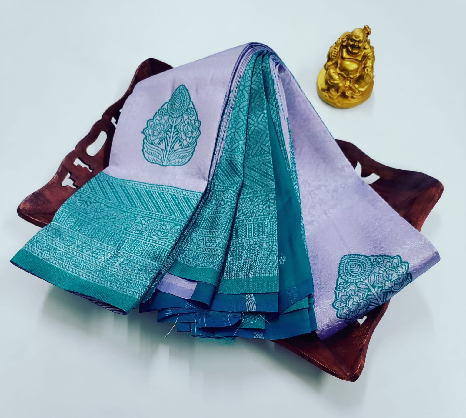 ✨ Samruthi Pattu Saree – Lavender with Teal ✨