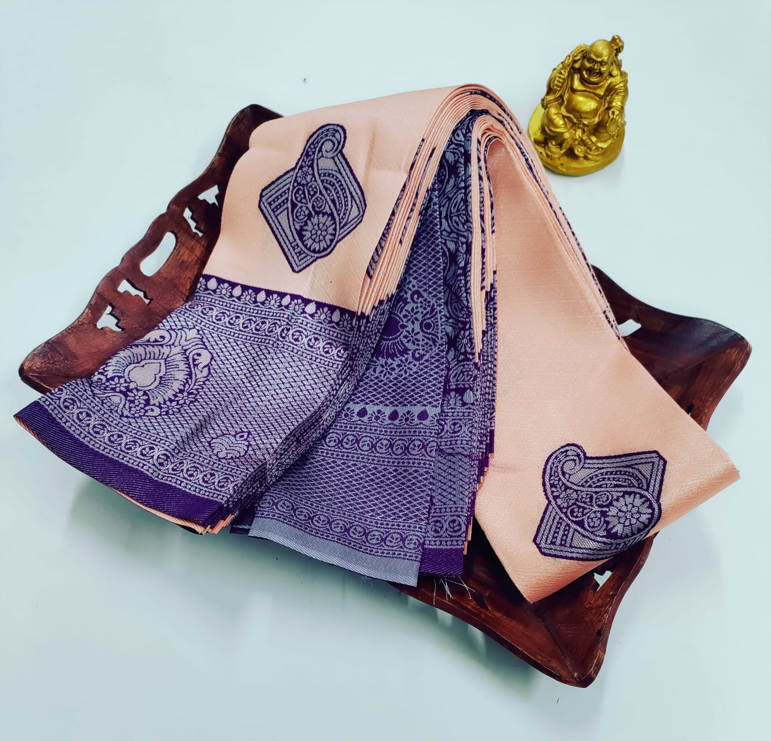 ✨ Samruthi Pattu Saree – Orange with Nagapalam Green ✨