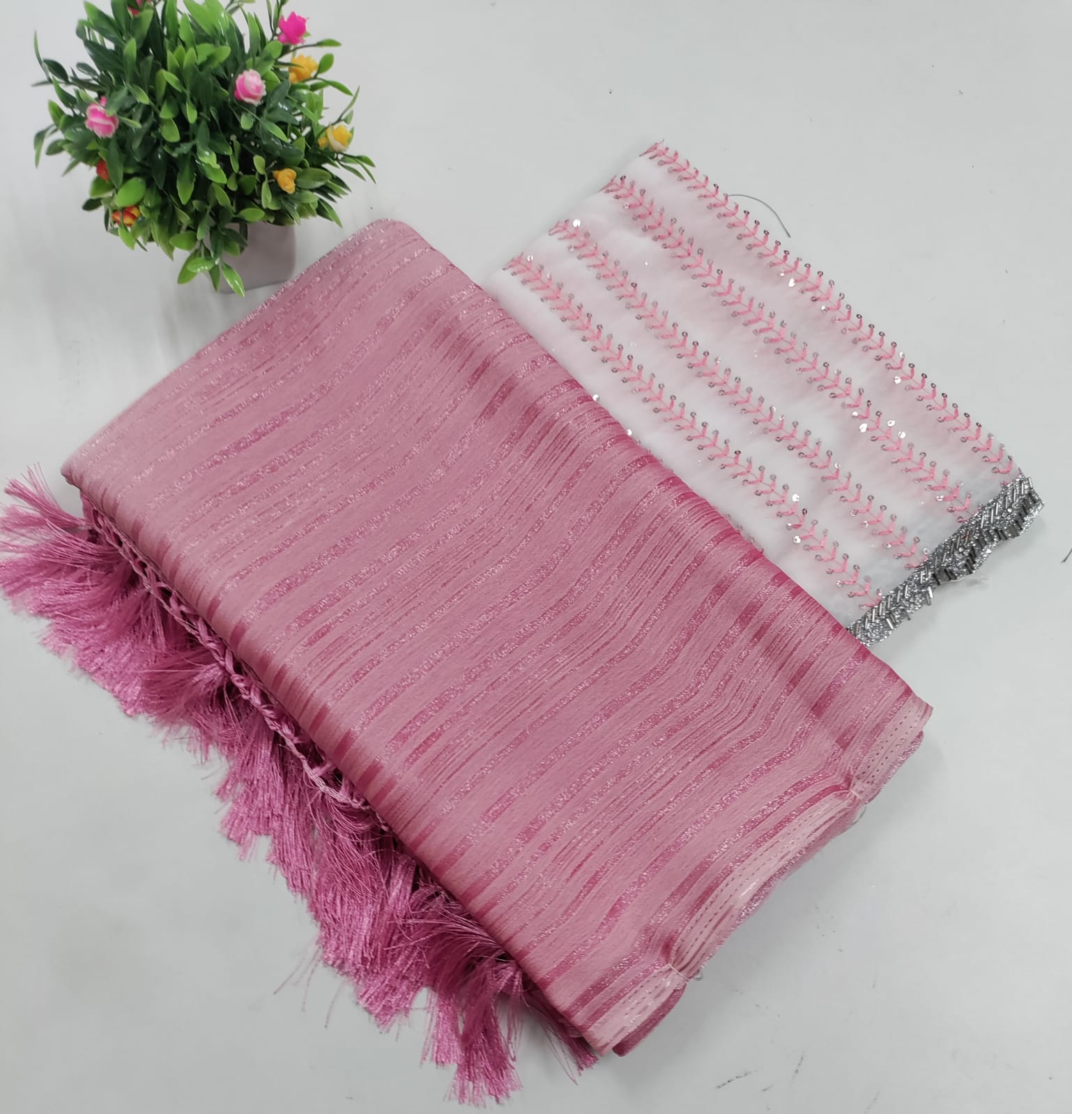 Elegant Embroidered Blouse with Shaded Saree