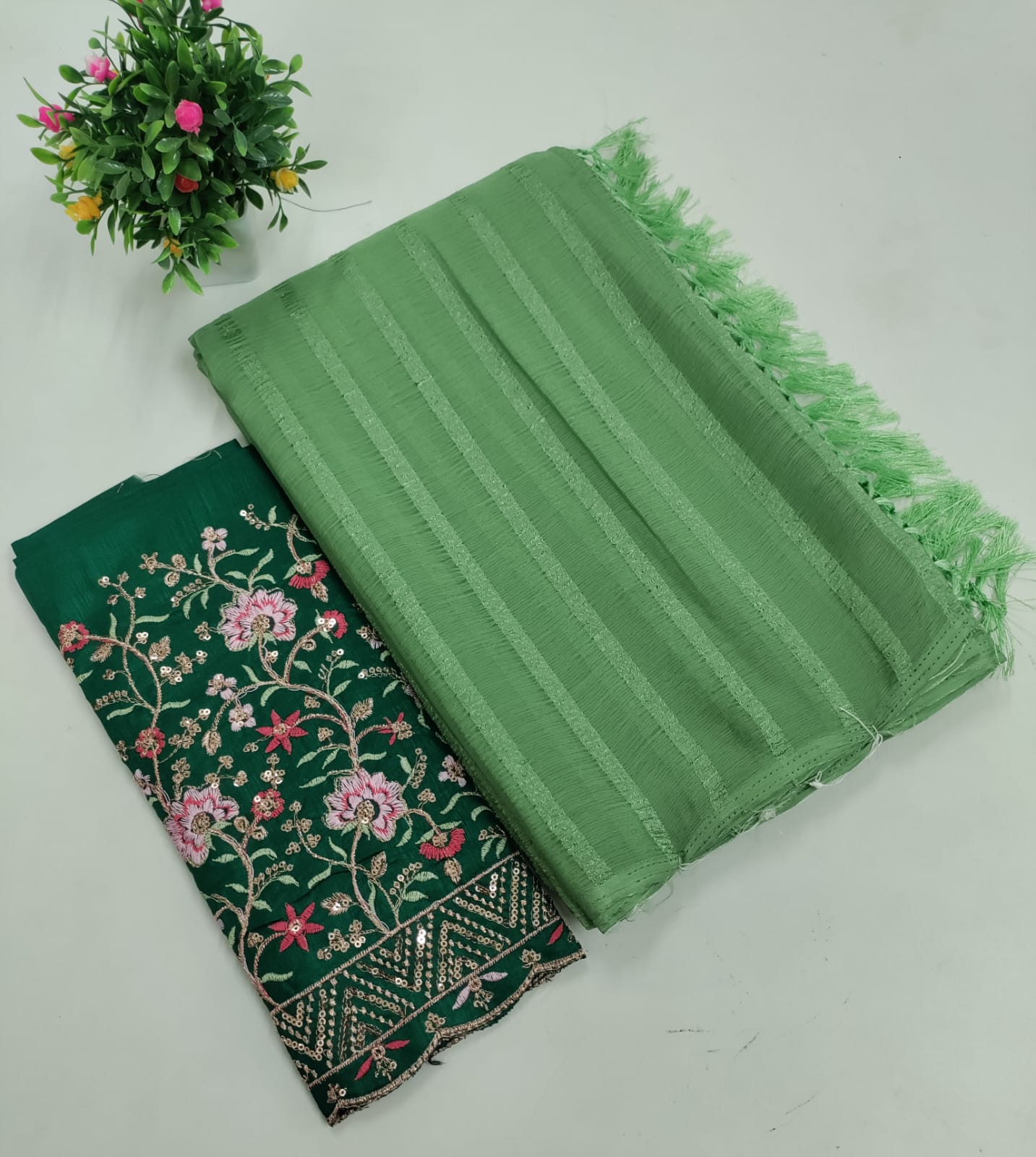 Elegant Embroidered Blouse with Shaded Saree