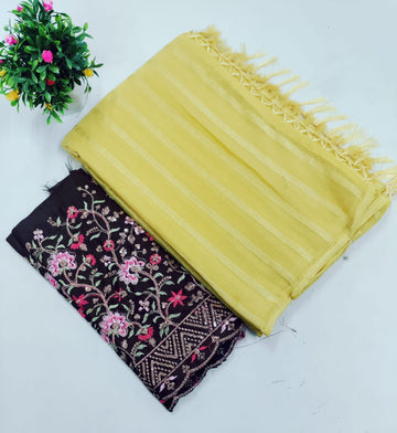 Elegant Embroidered Blouse with Shaded Saree