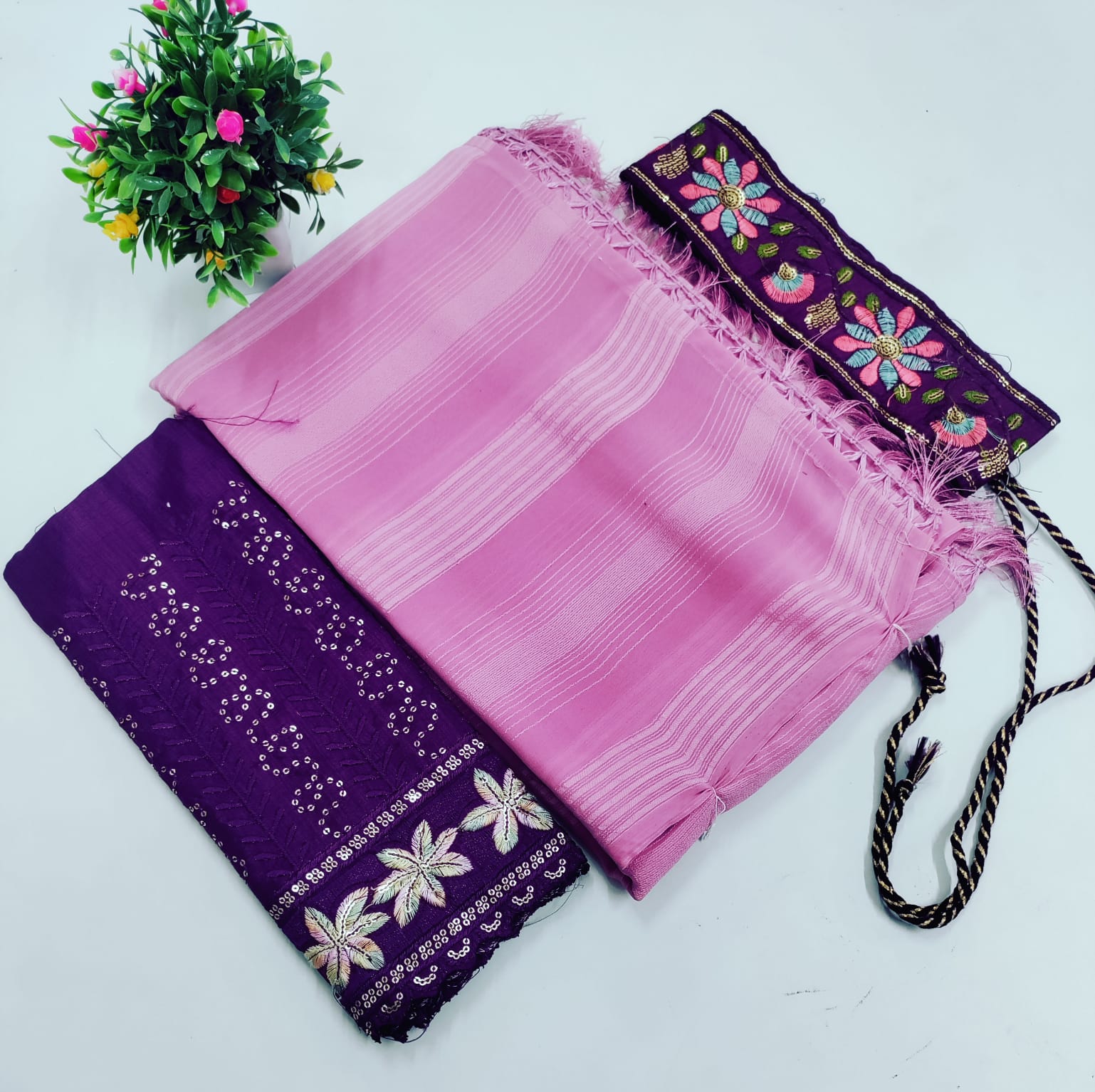 Elegant Embroidered Blouse with Shaded Saree