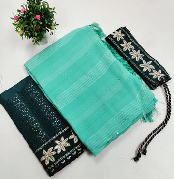 Elegant Embroidered Blouse with Shaded Saree