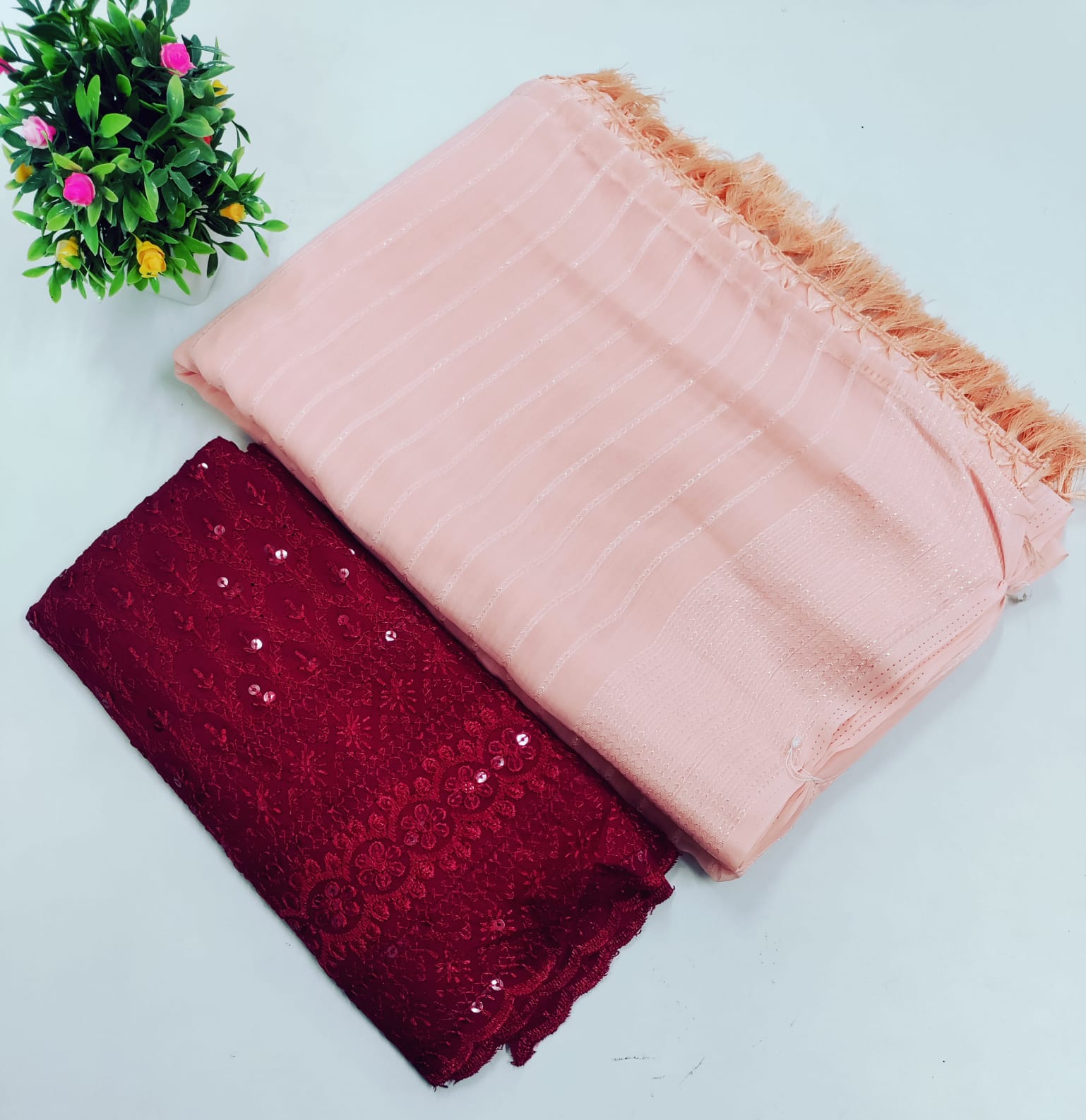 Elegant Embroidered Blouse with Shaded Saree