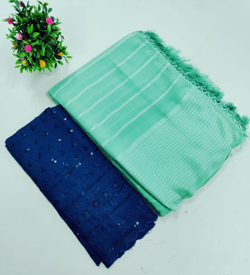 Elegant Embroidered Blouse with Shaded Saree