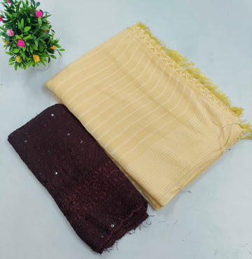 Elegant Embroidered Blouse with Shaded Saree