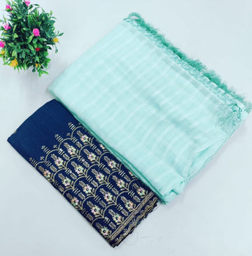 Elegant Embroidered Blouse with Shaded Saree