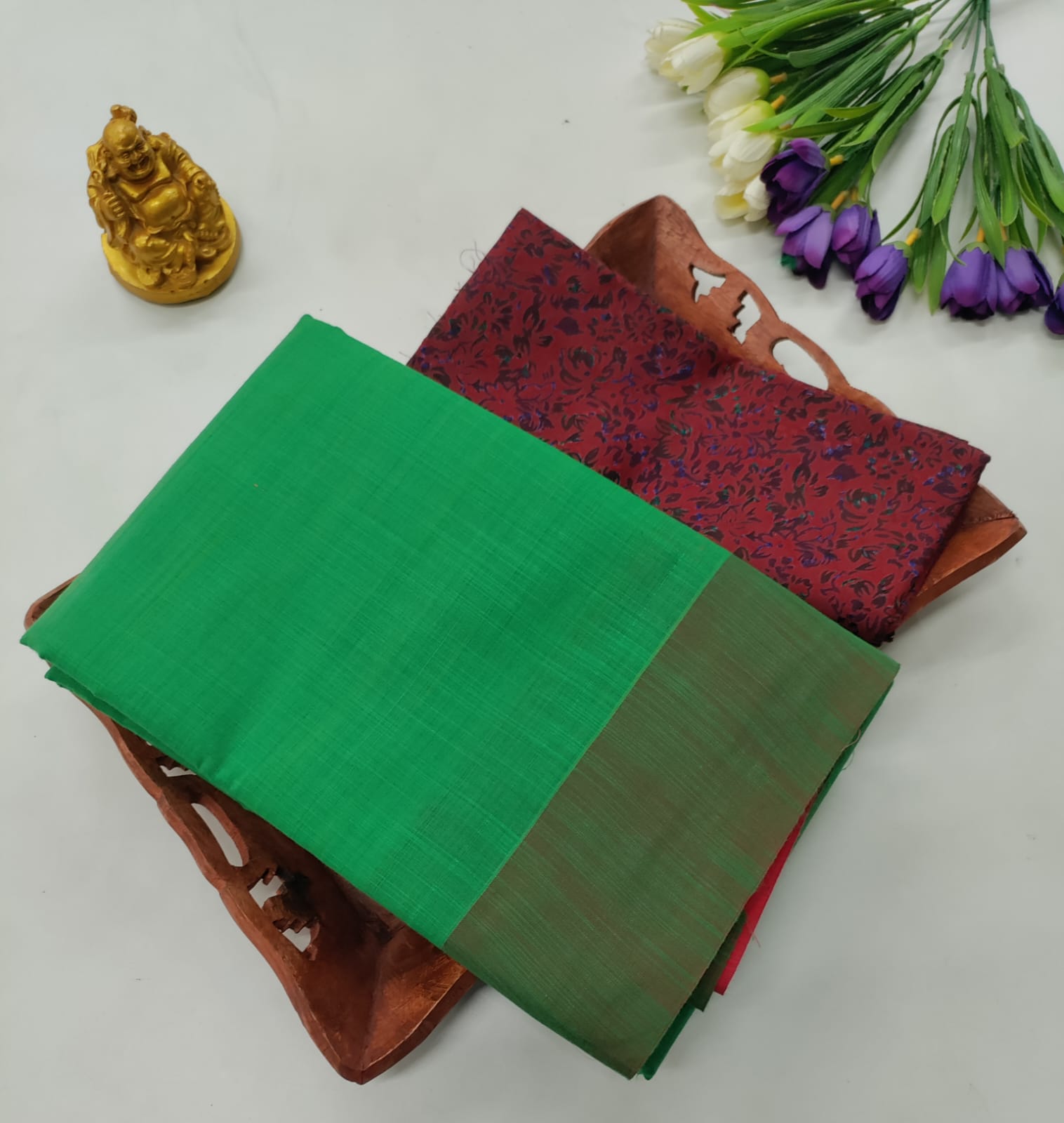 Jodipuri Cotton Green + Kalamkari Blouse
