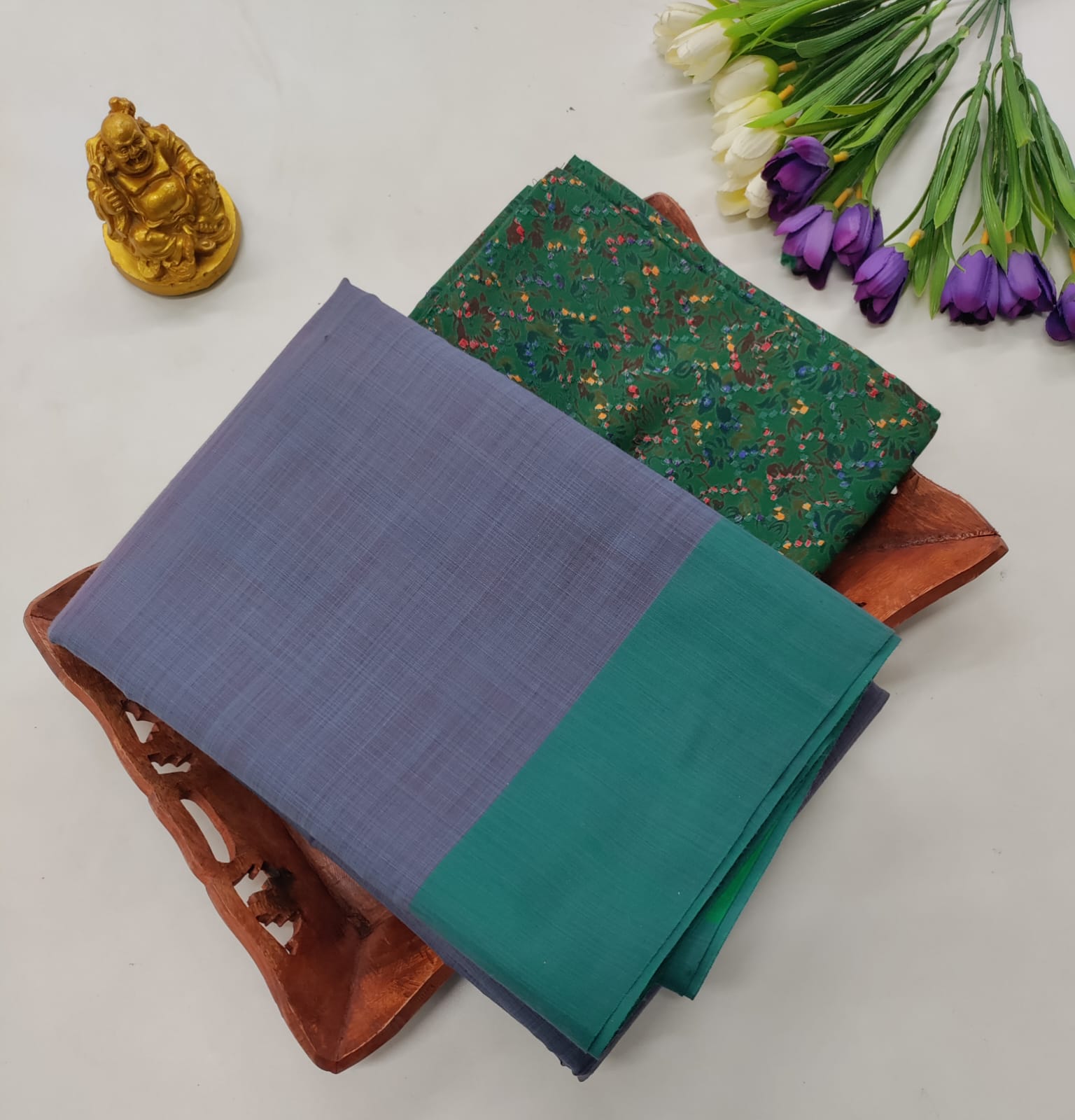 Jodipuri Cotton Grey + Kalamkari Blouse