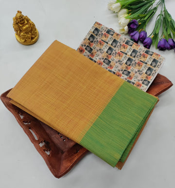 Jodipuri Cotton Gold with Kalamkari Blouse