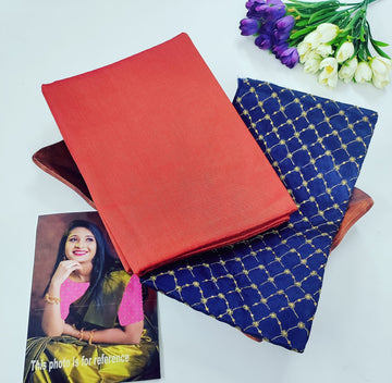Tissue Plain Saree with Designer Extra Blouse