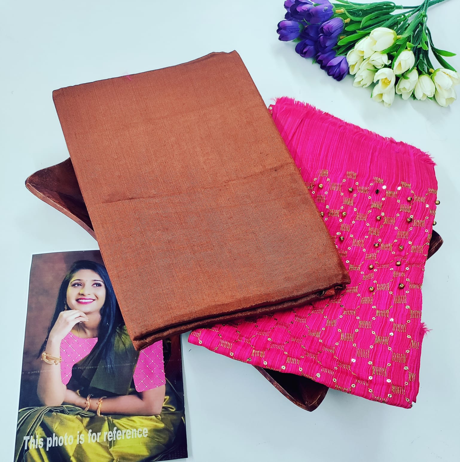 Tissue Cotton Plain Saree with Designer Extra Blouse