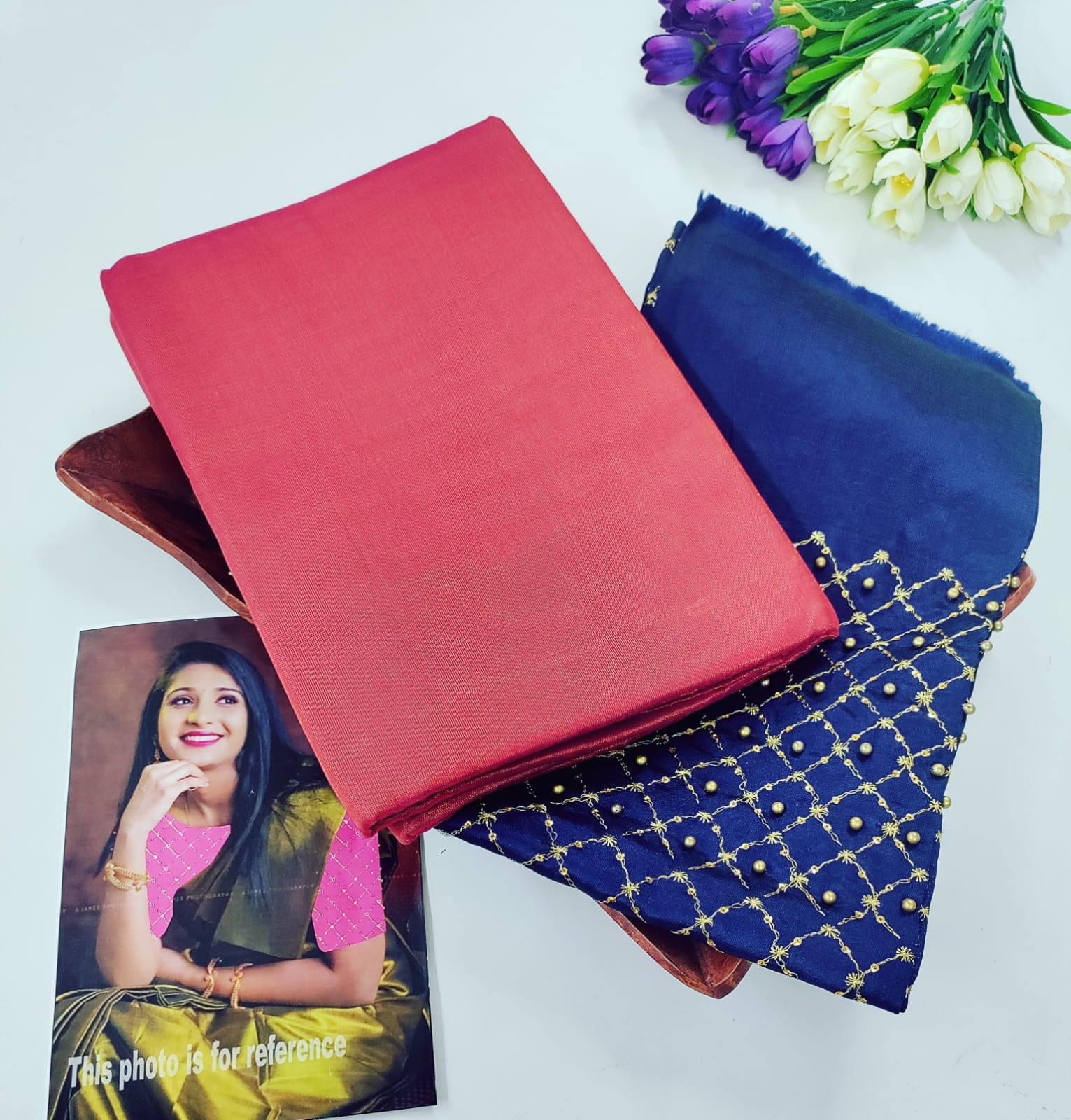 Tissue Cotton Plain Saree with Designer Extra Blouse