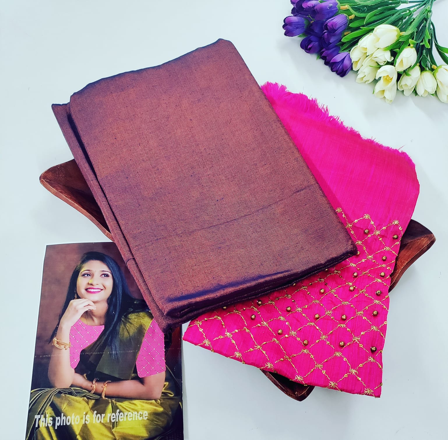 Tissue Cotton Plain Saree with Designer Extra Blouse