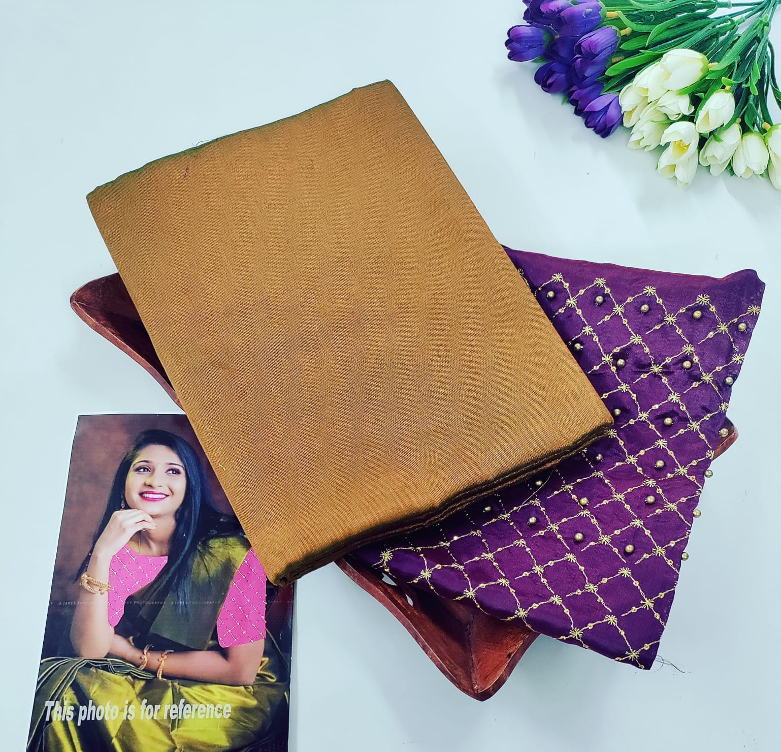 Tissue Cotton Plain Saree with Designer Extra Blouse