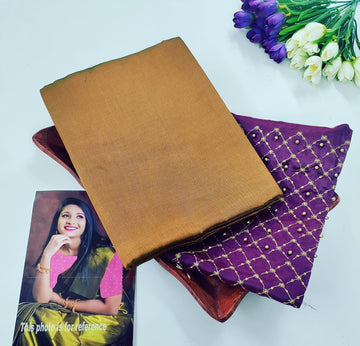 Tissue Cotton Plain Saree with Designer Extra Blouse
