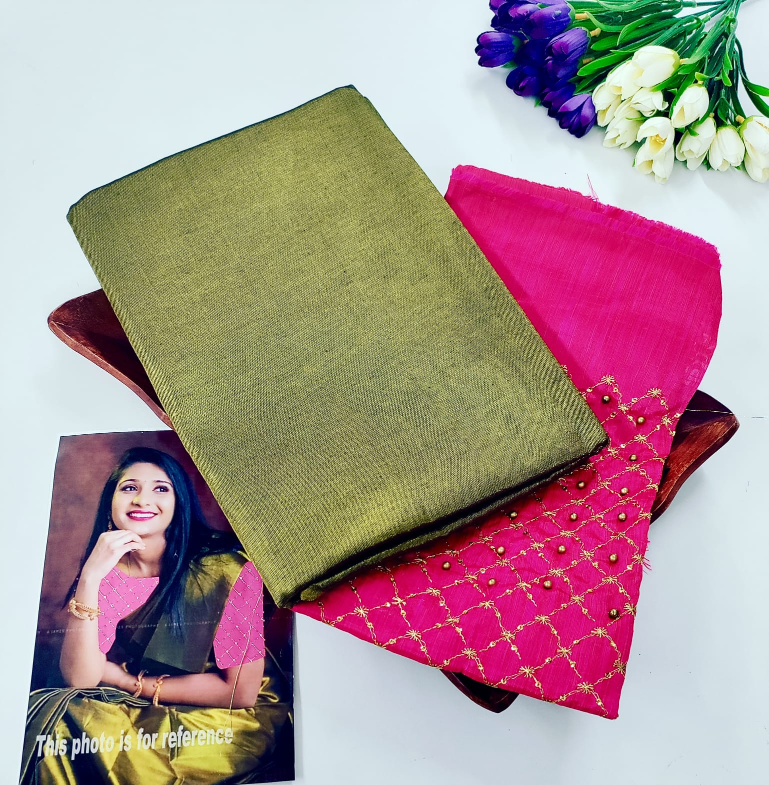 Tissue Cotton Plain Saree with Designer Extra Blouse