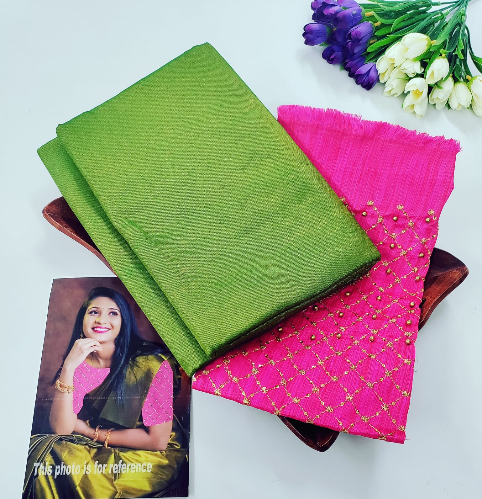Tissue Cotton Plain Saree with Designer Extra Blouse