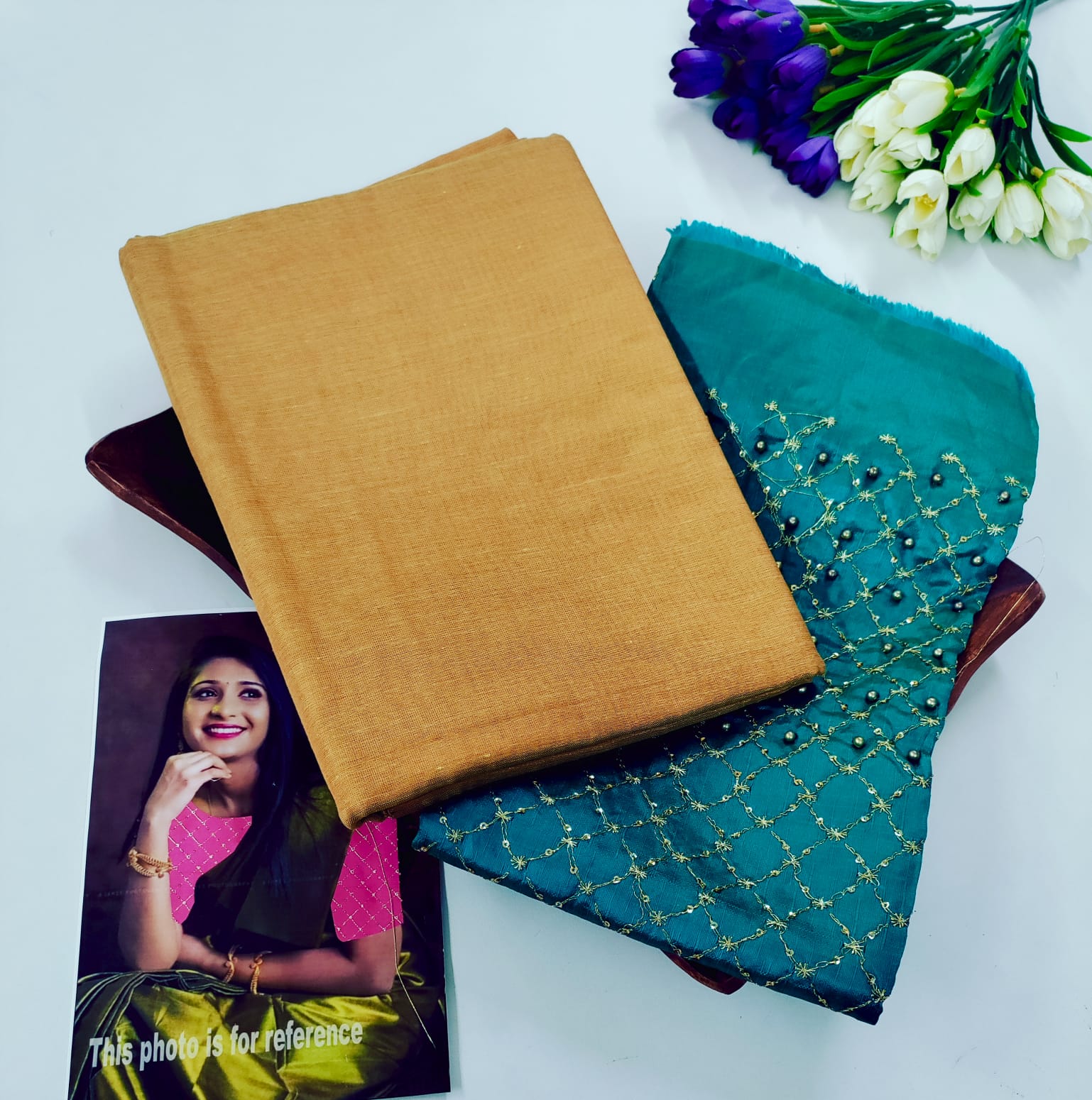 Tissue Cotton Plain Saree with Designer Extra Blouse