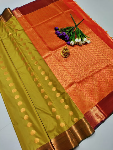 Sambanki with Orange – Premium Kanjivaram Soft Silk Saree