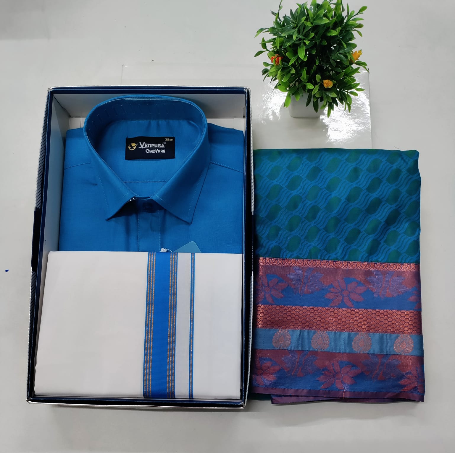 Peacock Blue Premium Couple Combo Set