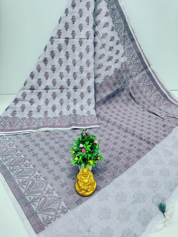 Elegant Fancy Cotton Saree with All-Over Thread Self Design