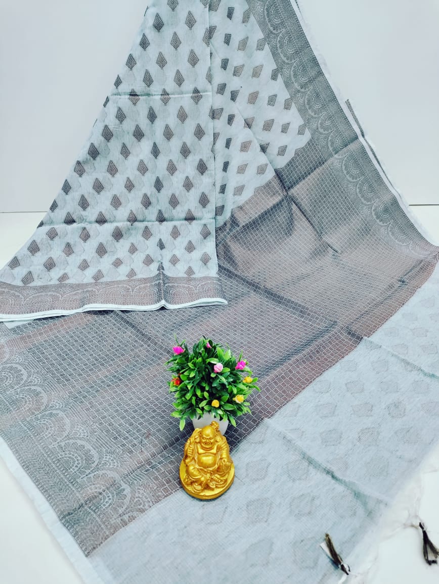 Elegant Fancy Cotton Saree with All-Over Thread Self Design